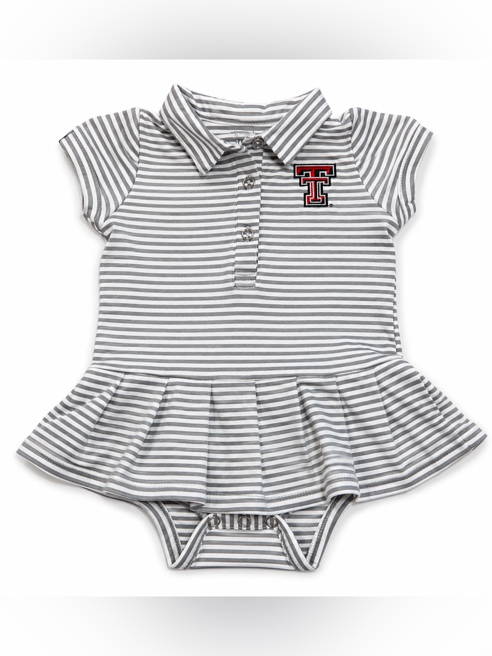 Texas Tech Red Raiders Baby Girls Polo Dress Onesie 12M Gray White NWT Game Day